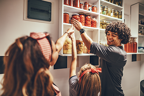 Family in pantry