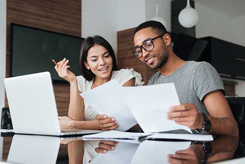 Couple looking at finances